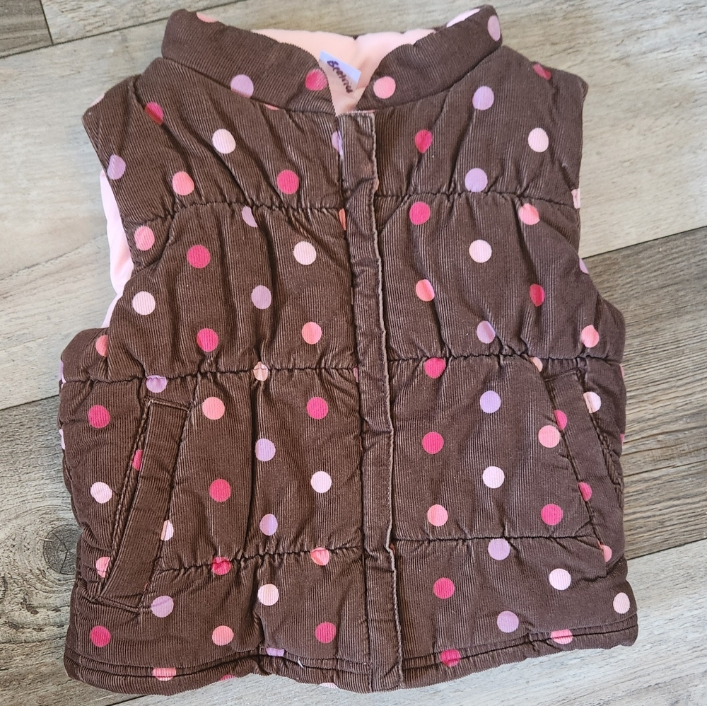 Carter's Toddler Girls Brown/Pink Polka-dot Corduroy Vest
